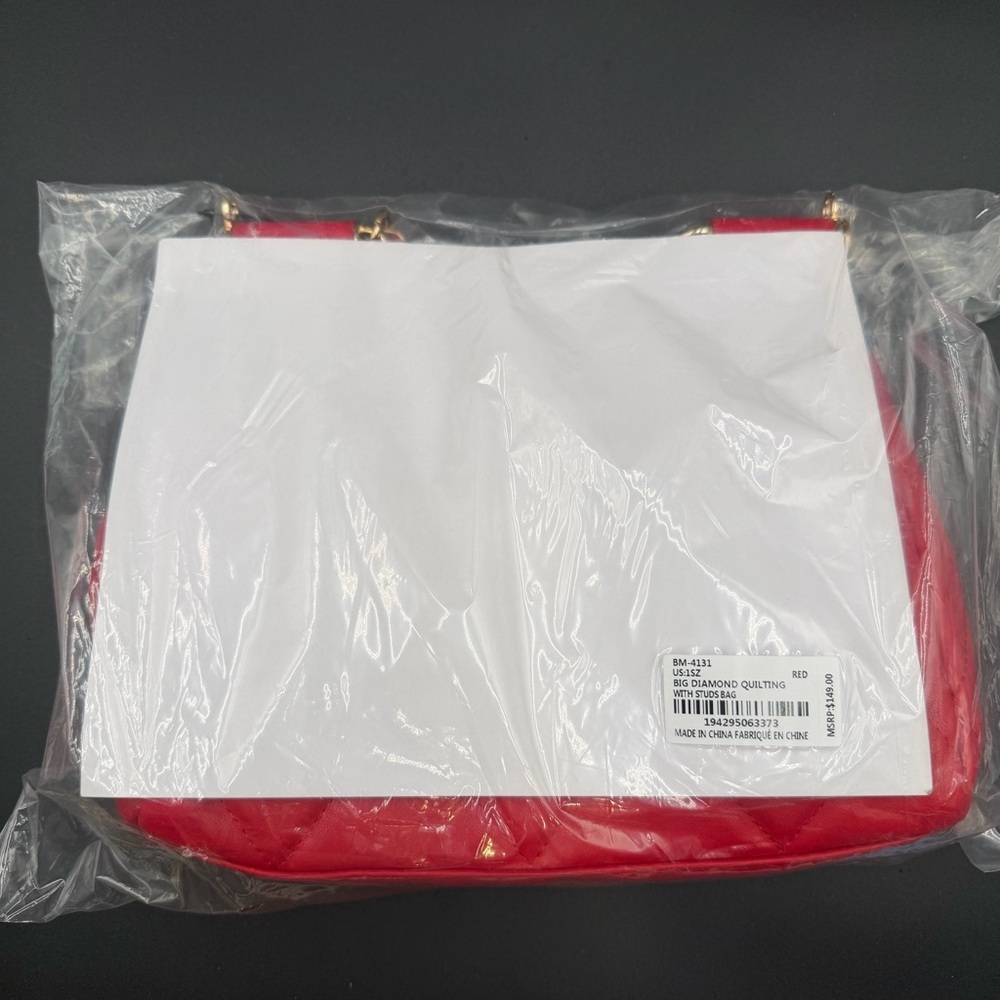Badgley Mischka Red Quilted Shoulder Cross Body Bag - Picture 2 of 11